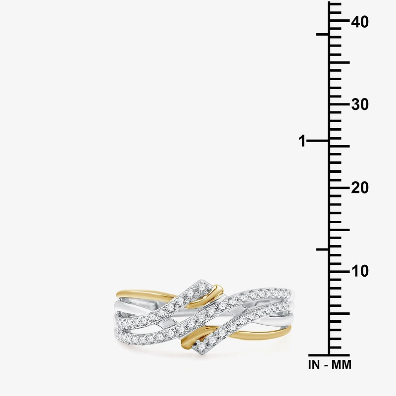 Womens 1/4 CT. T.W. Lab Grown White Diamond 14K Gold Over Silver Sterling Cocktail Ring