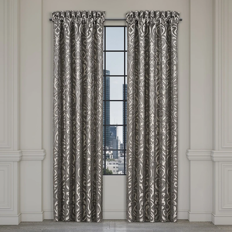 Queen Street Blythe Silver Rod Pocket Blackout Set of 2 Curtain Panel