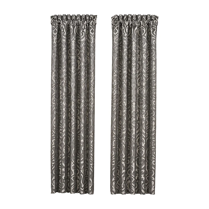 Queen Street Blythe Silver Rod Pocket Blackout Set of 2 Curtain Panel