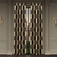 Queen Street Benton Bronze Rod Pocket Blackout Set of 2 Curtain Panel