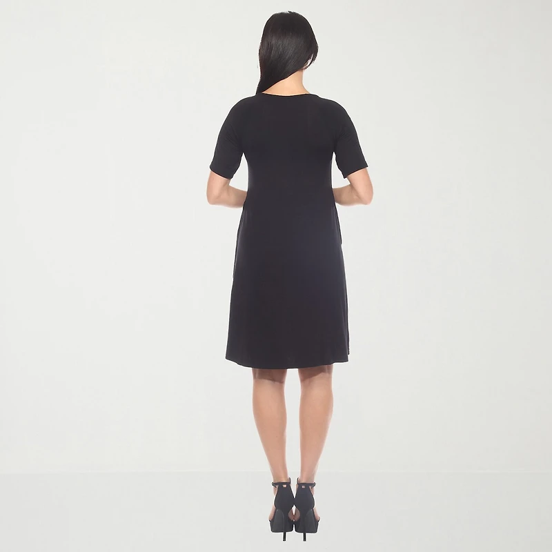 White Mark Womens Crew Neck Short Sleeve A-Line Dress