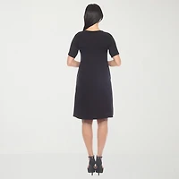 White Mark Womens Crew Neck Short Sleeve A-Line Dress