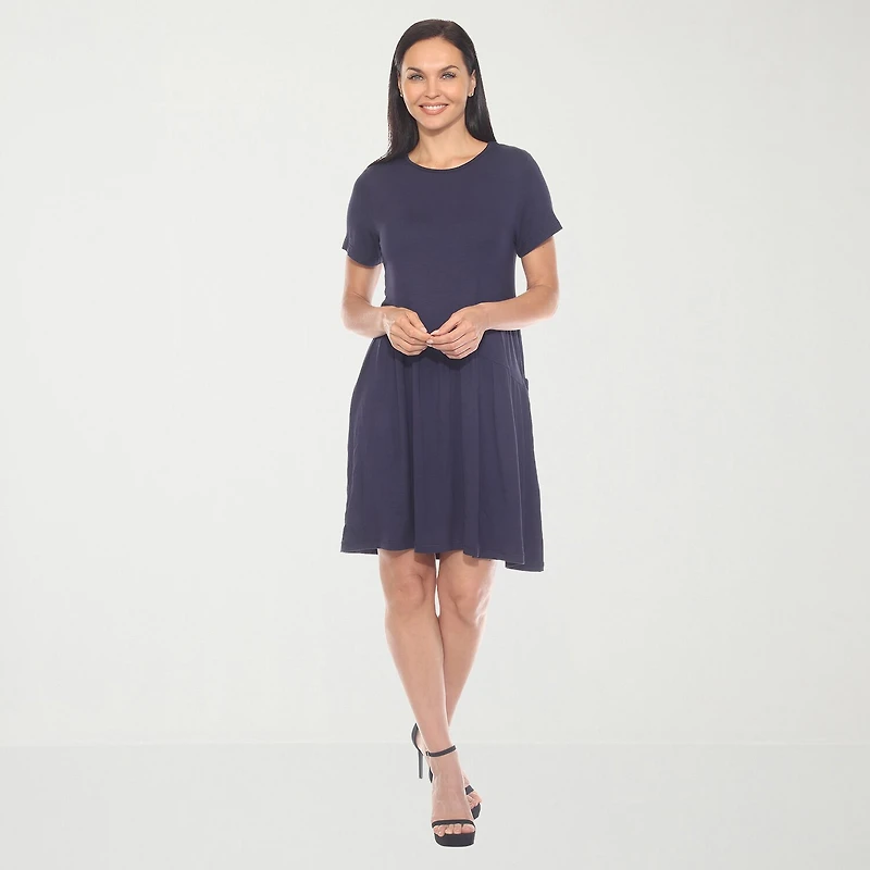 White Mark Womens Short Sleeve Swing Dresses