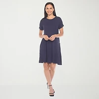 White Mark Womens Short Sleeve Swing Dresses