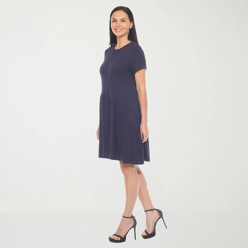 White Mark Womens Short Sleeve Swing Dresses