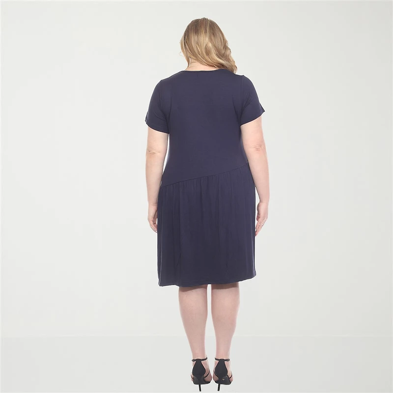 White Mark Womens Plus Short Sleeve Swing Dresses