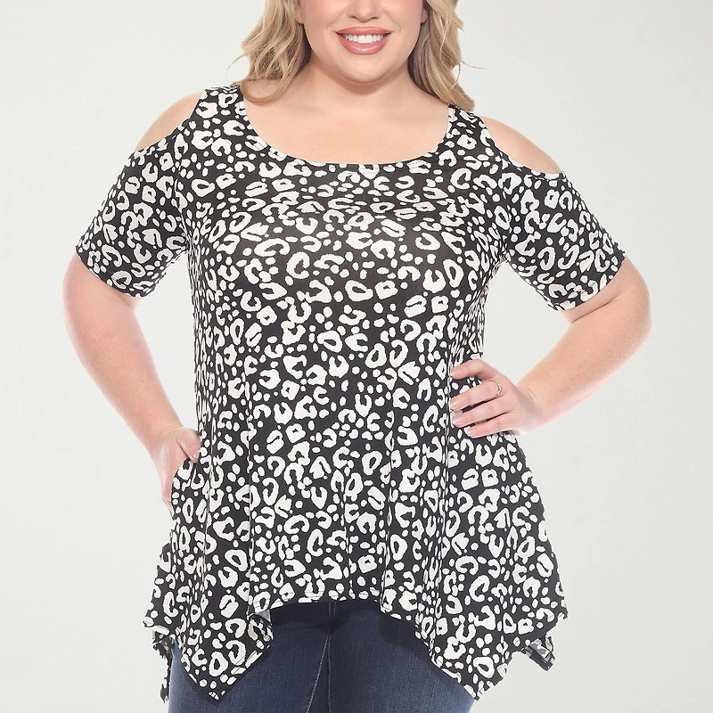 White Mark Womens Scoop Neck Short Sleeve Tunic Top