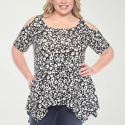 White Mark Womens Scoop Neck Short Sleeve Tunic Top