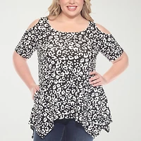 White Mark Womens Scoop Neck Short Sleeve Tunic Top