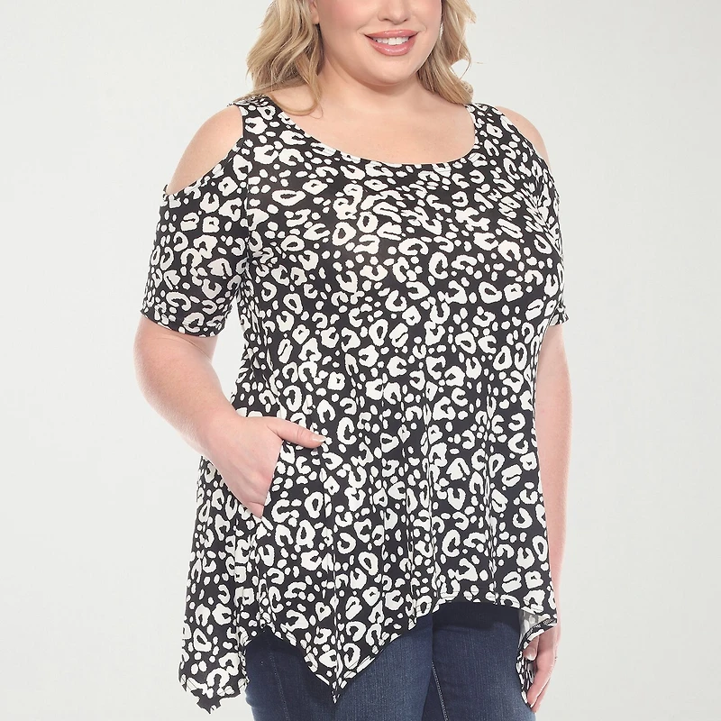 White Mark Womens Scoop Neck Short Sleeve Tunic Top