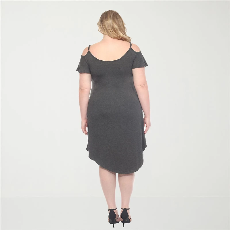 White Mark Womens Plus Scoop Neck Short Sleeve Sundress