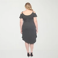 White Mark Womens Plus Scoop Neck Short Sleeve Sundress