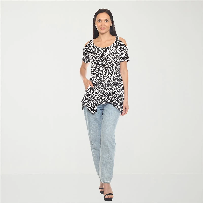 White Mark Womens Scoop Neck Short Sleeve Tunic Top