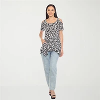White Mark Womens Scoop Neck Short Sleeve Tunic Top