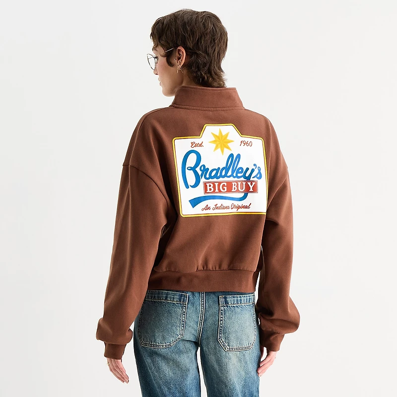 Womens Juniors High Neck Long Sleeve Stranger Things Quarter-Zip Pullover
