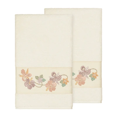 Linum Home Textiles Caroline 2-pc. Embellished Floral Bath Towel