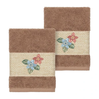 Linum Home Textiles Caroline 2-pc. Embellished Washcloth