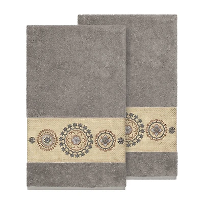 Linum Home Textiles Isabelle Embellished 2-pc. Geometric Bath Towel