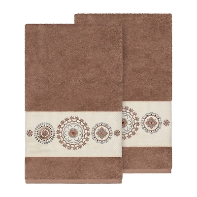 Linum Home Textiles Isabelle Embellished 2-pc. Geometric Bath Towel