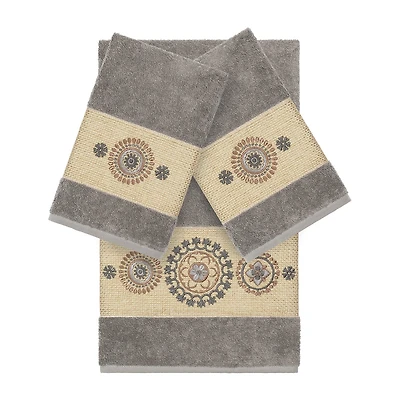 Linum Home Textiles Isabelle Embellished 3-pc. Bath Towel Set