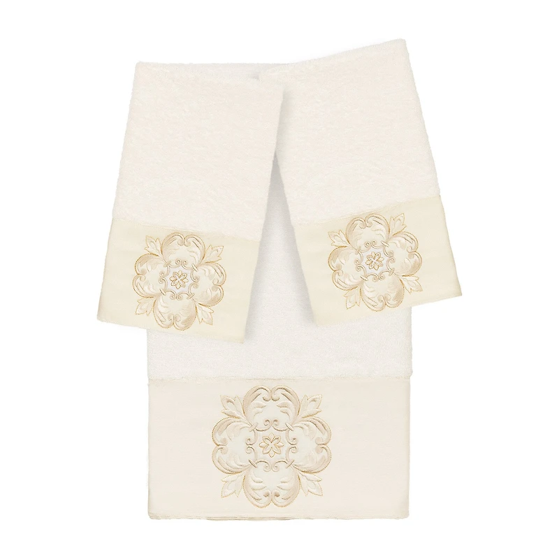 Linum Home Textiles Alyssa Embellished 3-pc. Bath Towel Set