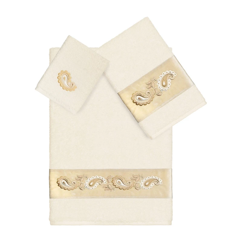 Linum Home Textiles Mackenzie Embellished 3-pc. Bath Towel Set