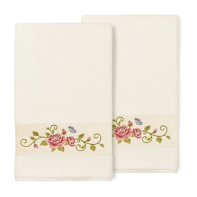 Linum Home Textiles Rebecca 2-pc. Embellished Floral Bath Towel