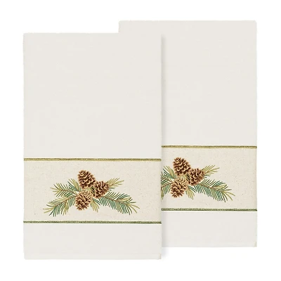 Linum Home Textiles Pierre Embellished 2-pc. Floral Bath Towel