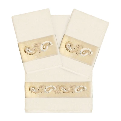 Linum Home Textiles Mackenzie Embellished 3-pc. Bath Towel Set