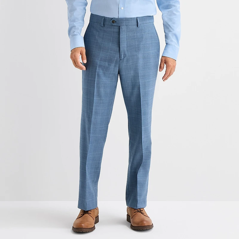 Stafford Coolmax All Season Ecomade Mens Classic Fit Plaid Flat Front Suit Pant