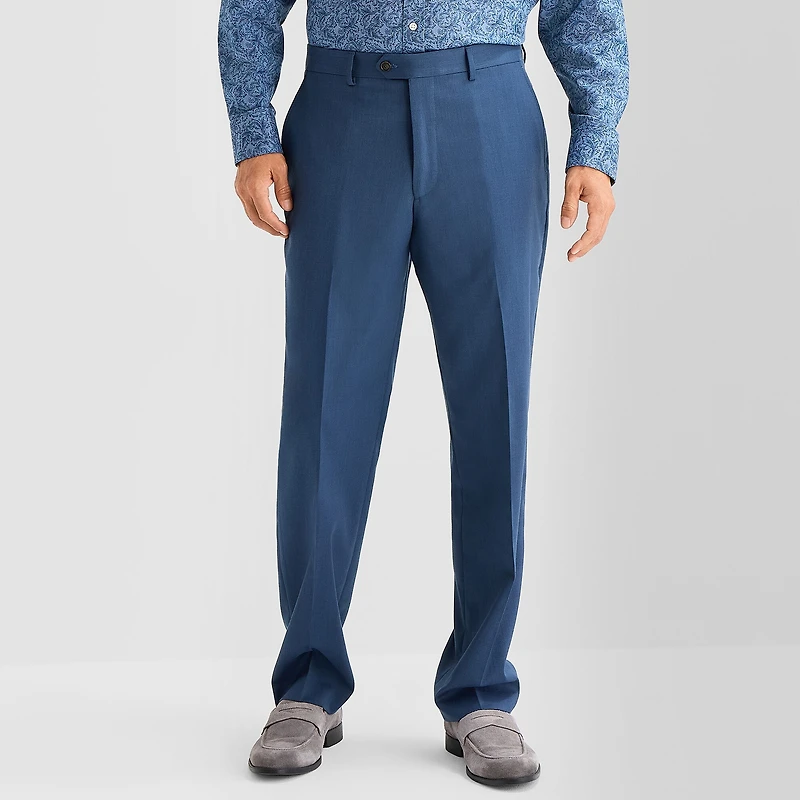 Stafford Coolmax All Season Ecomade Birdseye Signature Mens STRETCH FABRIC Classic Fit Flat Front Suit Pant