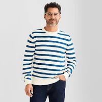 Stafford Stripe Mens Crew Neck Long Sleeve Pullover Sweater