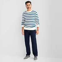 Stafford Stripe Mens Crew Neck Long Sleeve Pullover Sweater