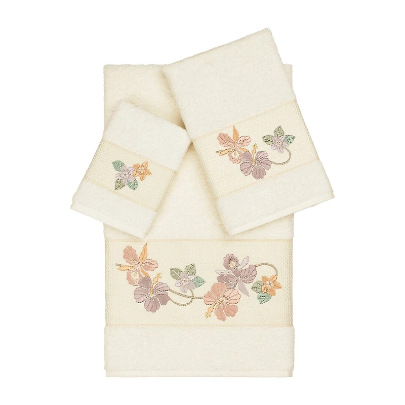 Linum Home Textiles Caroline Embellished 3-pc. Bath Towel Set