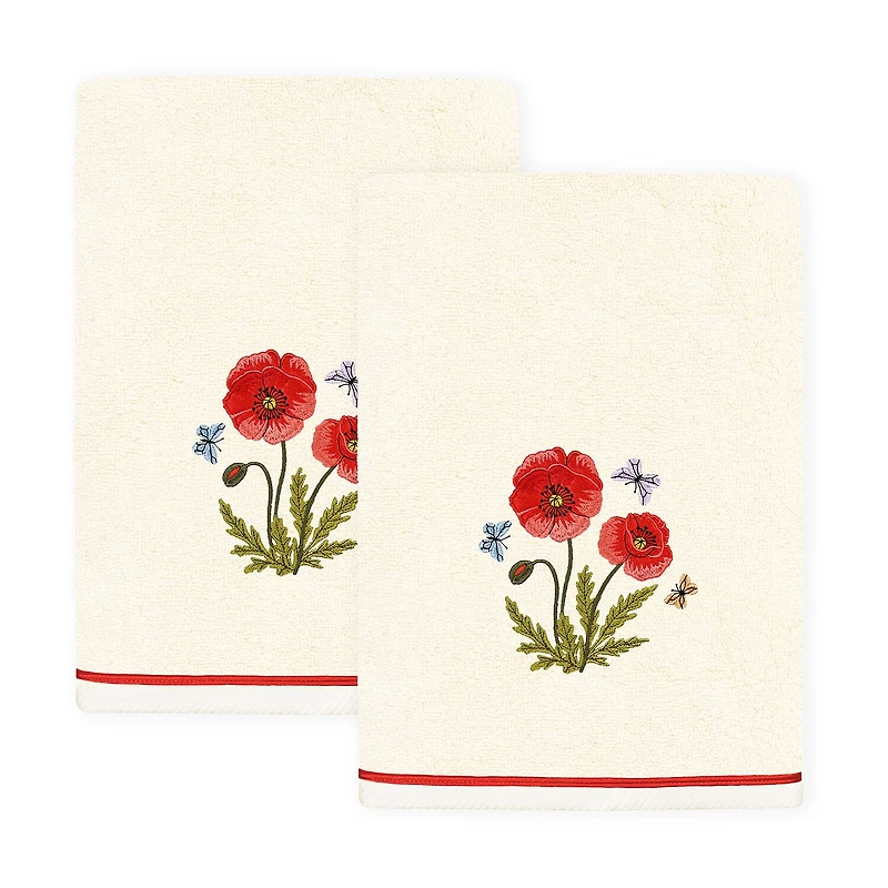 Linum Home Textiles Polly 2-pc. Embellished Floral Bath Towel