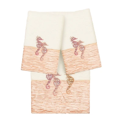 Linum Home Textiles Sofia Embellished 3-pc. Bath Towel Set
