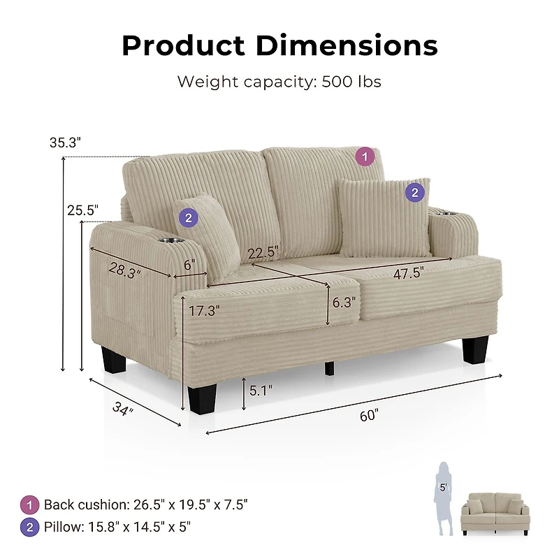 Furniture Of Americ Kasin Upholstered Loveseat