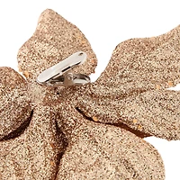 North Pole Trading Co. Gold Poinsettia Set 3-pc. Clips