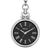 Relic® Mens Silver-Tone Black Dial Pocket Watch ZR85069