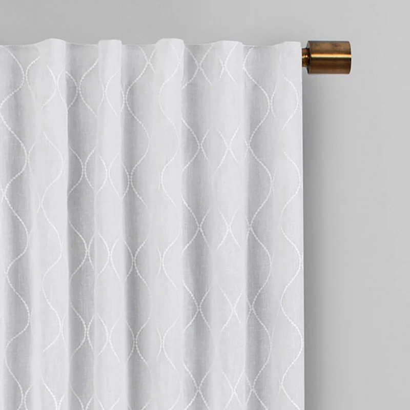Eclipse Nora Geometric Embroidery Rod Pocket Back Tab Blackout Single Curtain Panel