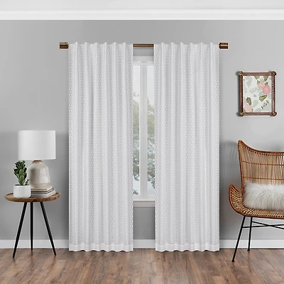 Eclipse Nora Crochet Rod Pocket Back Tab Blackout Single Curtain Panel