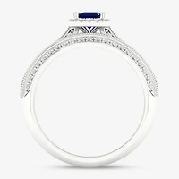 Modern Bride Gemstone Womens 1/2 CT. T.W. Genuine Green Emerald 10K Gold Halo Bridal Set