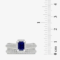 Modern Bride Gemstone Womens 1/2 CT. T.W. Genuine Green Emerald 10K Gold Halo Bridal Set