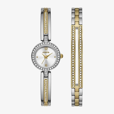 Geneva Geneva Ladies Womens Crystal Accent Silver Tone 2-pc. Watch Boxed Set Fmdjset078