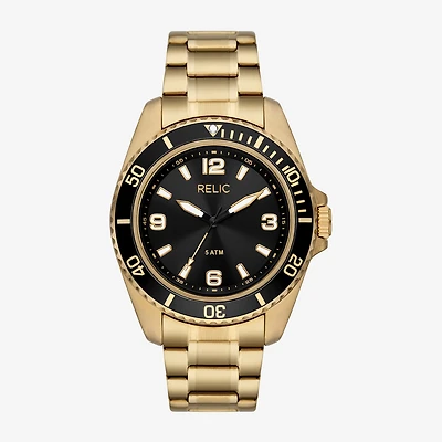 Relic By Fossil Mens Gold Tone Stainless Steel Bracelet Watch Zr12668