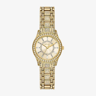 Relic By Fossil Womens Gold Tone Bracelet Watch Zr34651