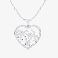 Palm Tree (G-H / Si1-Si2) Womens 1/3 CT. T.W. Lab Grown White Diamond 10K Gold Heart 18 Inch Pendant Necklace