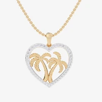Palm Tree (G-H / Si1-Si2) Womens 1/3 CT. T.W. Lab Grown White Diamond 10K Gold Heart 18 Inch Pendant Necklace