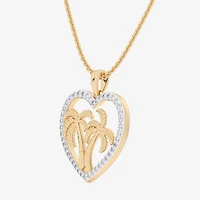 Palm Tree (G-H / Si1-Si2) Womens 1/3 CT. T.W. Lab Grown White Diamond 10K Gold Heart 18 Inch Pendant Necklace