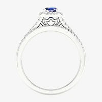 Modern Bride Gemstone and 1/3 CT. T.W. Diamond Oval Bridal Set 14K Gold